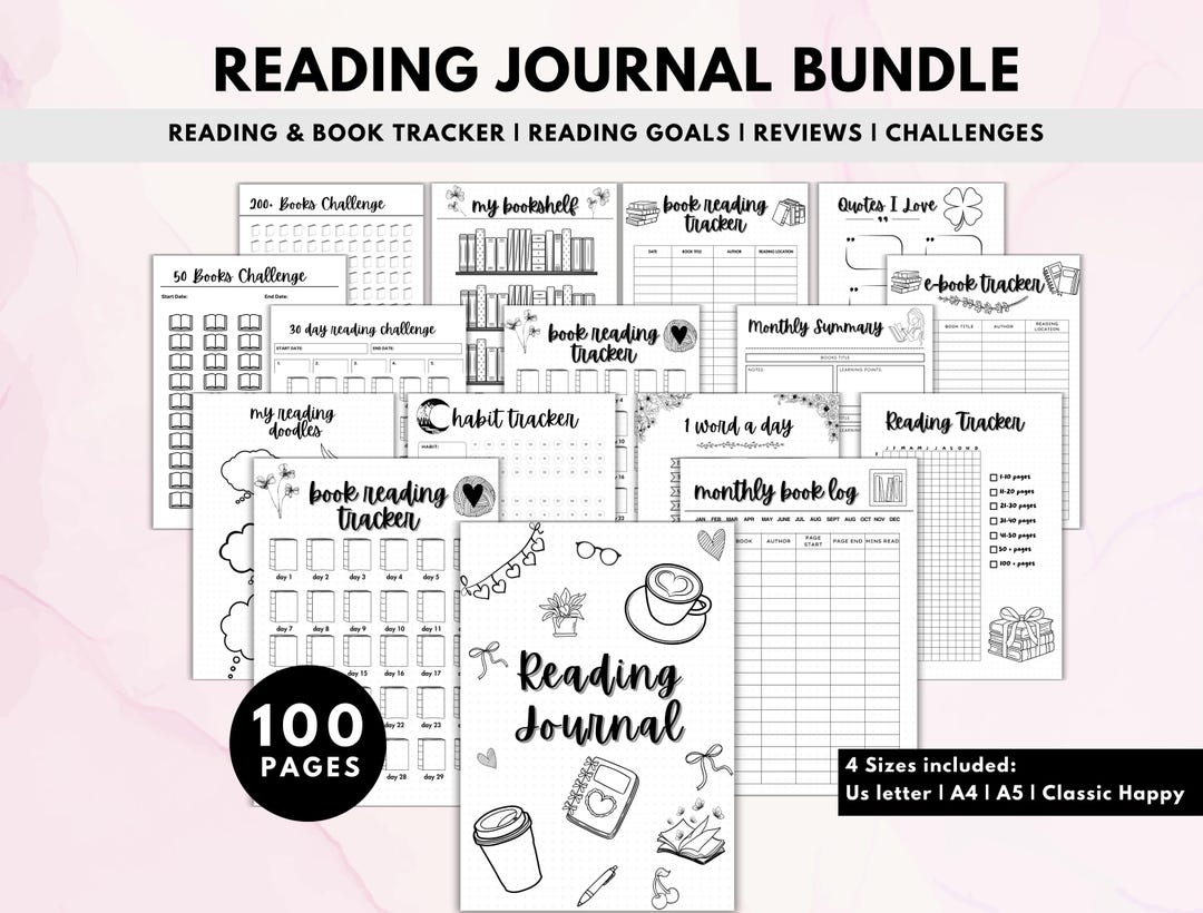 Printable Reading Journal Bundle: Book Tracker, Review Log (digital ...