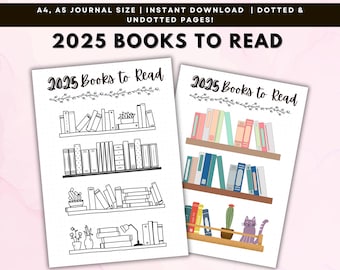 2025 Books to Read Journal: A4 A5 Bookshelf Tracker (PDF)