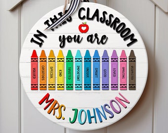 Personalized Teacher Door Sign, Custom Teacher Gifts, Teacher Appreciation Gifts, Teacher Door Hanger, Custom Teacher Sign, Classroom Decor