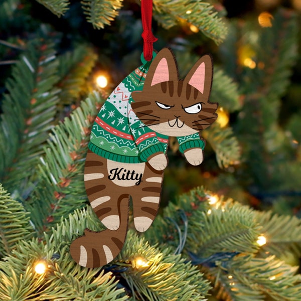 Personalized Cat Ornament, Funny Custom Cats Ornament, Christmas Gifts, Custom Pets Ornament, Gift For Cat Lovers, Cat Mom Gifts