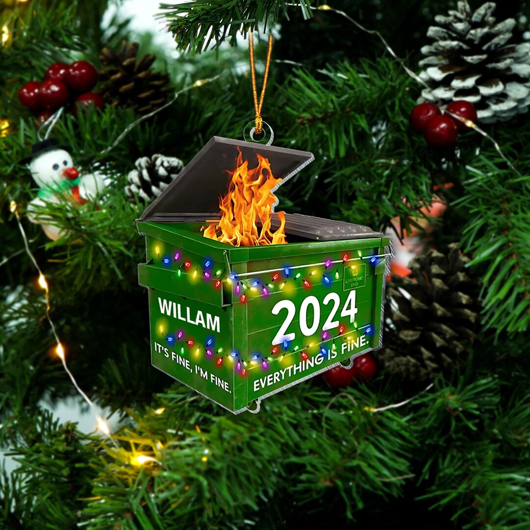 2024 Dumpster Fire Christmas Ornament, Funny Dumpster Fine Ornament, Co