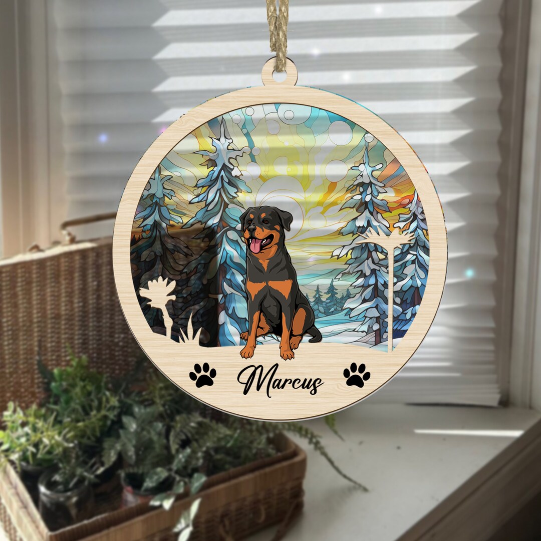 Personalized Dog Suncatcher Ornament Customizable Dog Breed Etsy