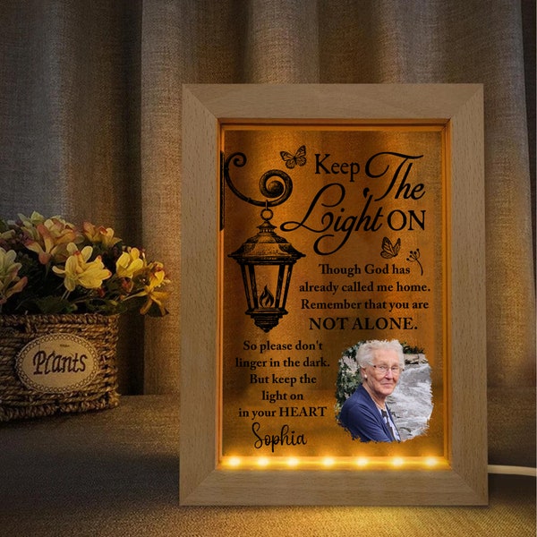 Keep The Light On Memorial Shadow Box, Lighted Memorial Sympathy Gift, Memorial Frame, Bereavement Shadow Box, Keep The Light On Poem Frame