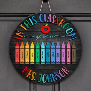 Plaque de porte personnalisée pour professeur, cadeaux pour professeur, cadeaux de remerciement pour professeur, accroche-porte pour professeur, décoration de salle de classe personnalisée, décoration de salle de classe image 2