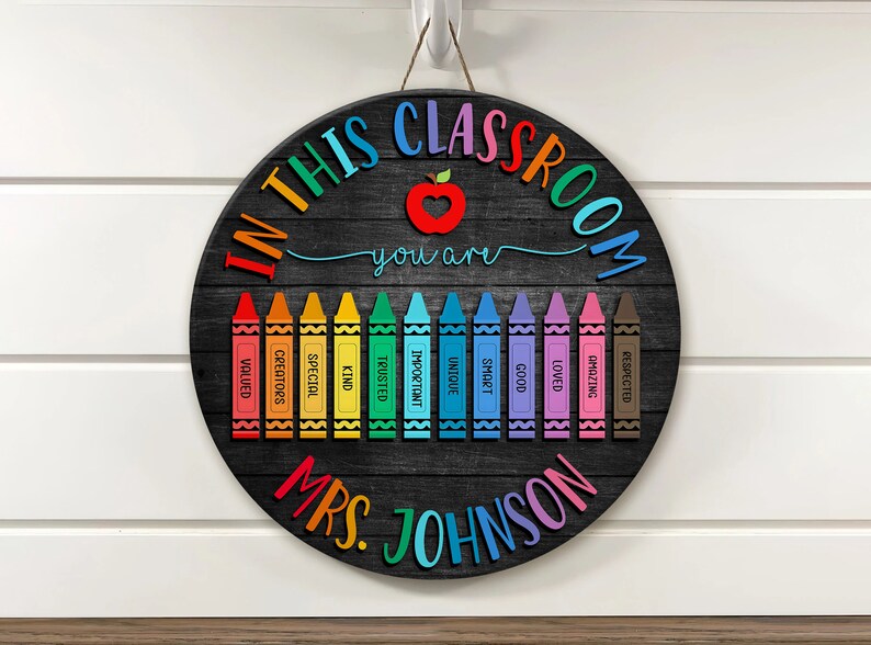 Plaque de porte personnalisée pour professeur, cadeaux pour professeur, cadeaux de remerciement pour professeur, accroche-porte pour professeur, décoration de salle de classe personnalisée, décoration de salle de classe image 5