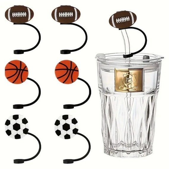 Sports Straw Topper ONE Straw Topper Stanley Cup Straw Cover Straw Tips  Lids Plugs Basketball Football or Rugby Sports Balls Straw Topper 