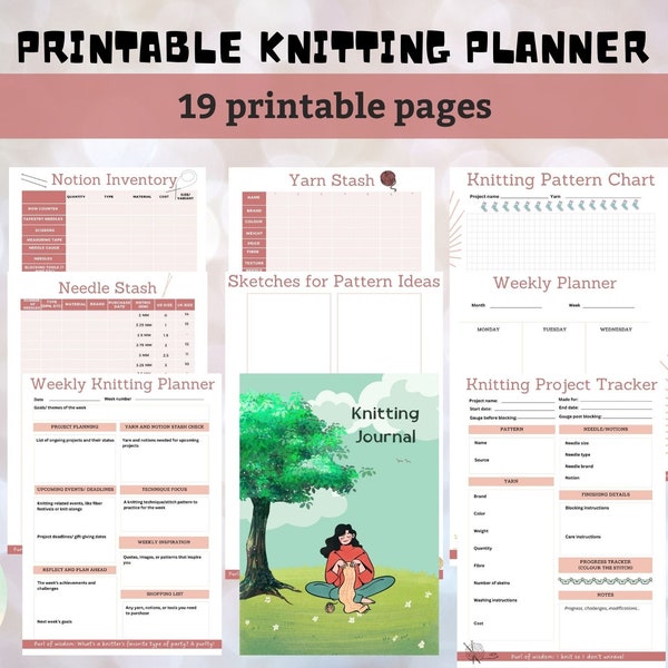 Knitting planner printable knitting project tracker knitting journal