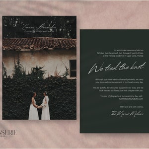 Anuncio de fuga / Atamos la tarjeta de anuncio de foto de matrimonio de nudo / Plantilla editable de descarga digital imprimible