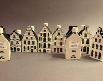UNSEALED 71-105 KLM Delft Blue House, Houses, Netherland Holland Canal Houses, Amsterdam Row Houses Set, KLM Business Class Bottle Houses