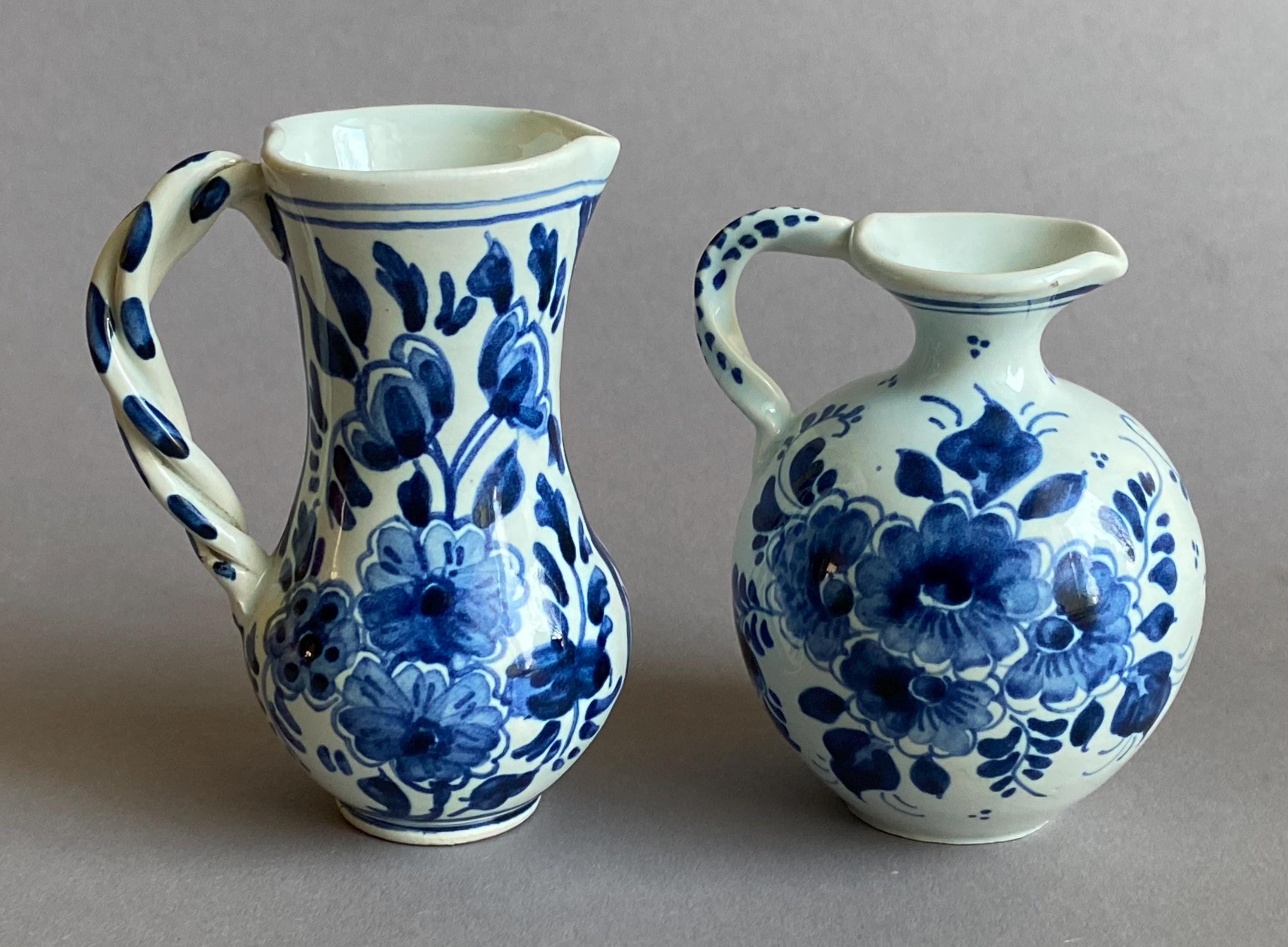 デルフトブルーの手描き花瓶（一輪挿し）4個セット - ユニークな形