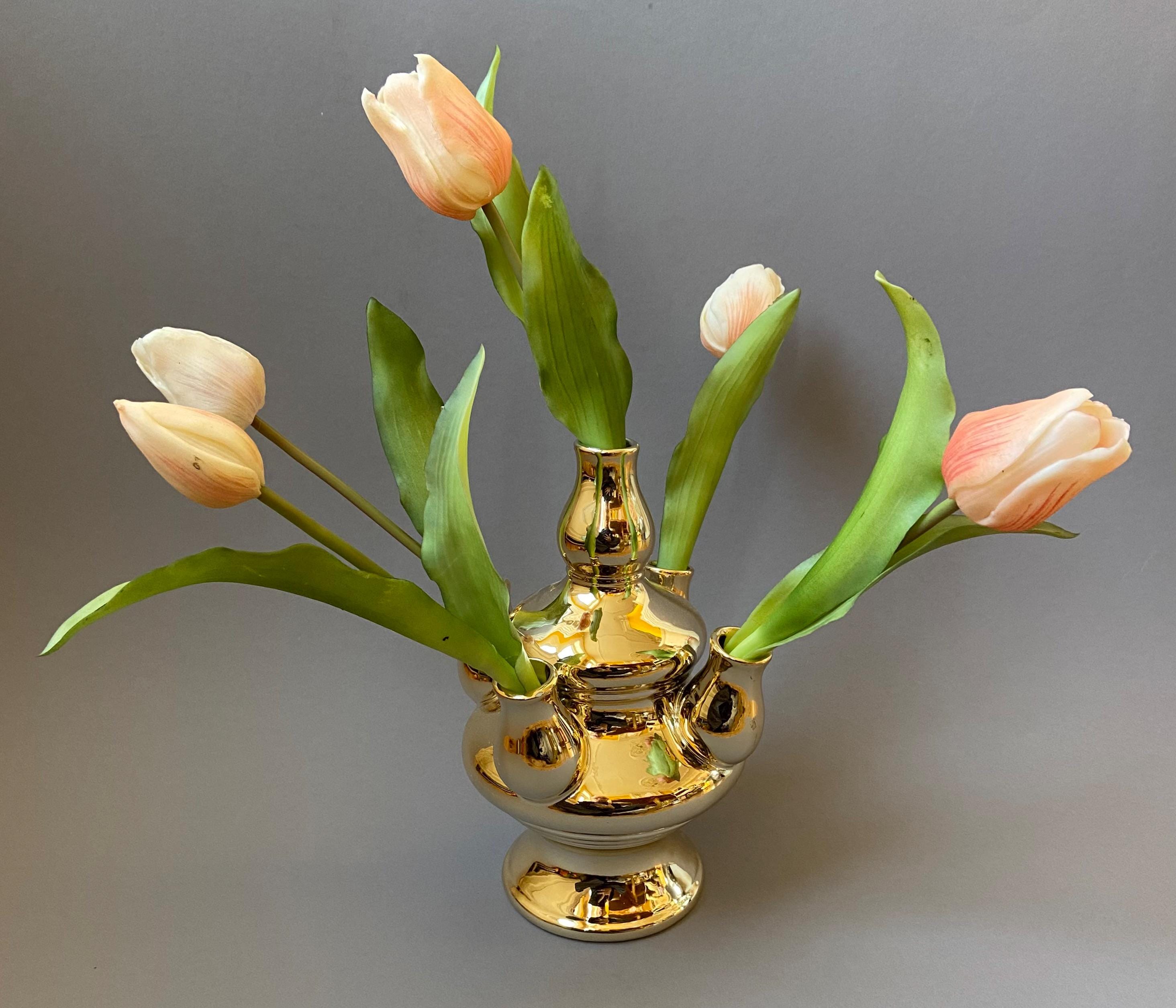 オランダのアート花瓶、モダンなオランダデザインの小さな金の花瓶