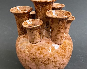 Unique Handmade Tulip Vase – Earth-Toned Ceramic