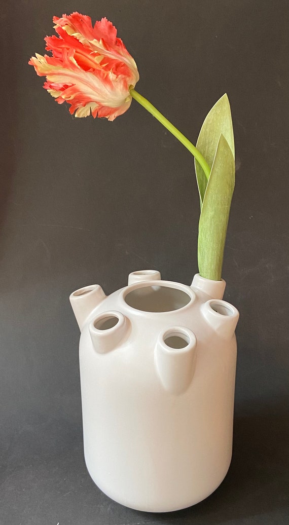 チューリップフラワーアレンジメント花瓶、青と白のオランダアート花瓶