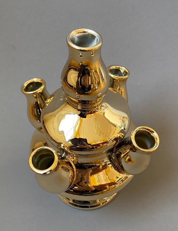 18K仕様の金色の魚模様.金属製.花瓶 18K仕様の金色の魚模様.金属製.花瓶 R.W.Martin Brothers 花瓶 「魚