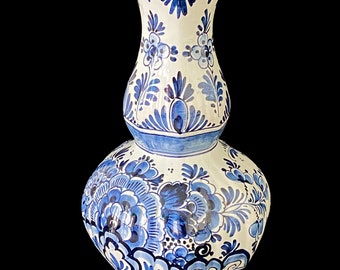 Delft Blue Ceramic Flower Vase - Handpainted Dutch Jug Design