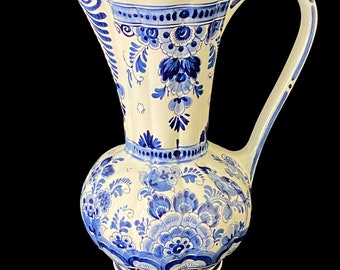 Delft Blue Handle Vase - Dutch Ceramic Handpainted Flower Jug - Artys Pottery Single Flower Vase