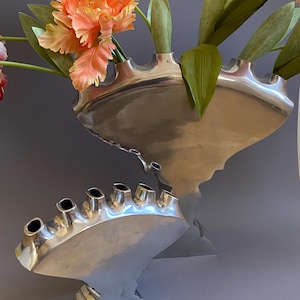 Modern Dutch Silver Flower Vase - Unique Dutch Art Design small model