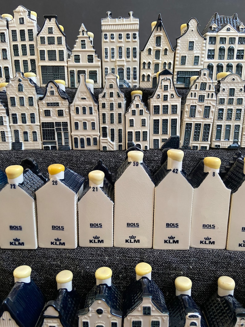 36-70 KLM Delft Blue House, KLM Dutch Houses, Netherland Holland Canal Houses, Amsterdam Row Houses Set, KLM Business Class Bottle Houses image 4