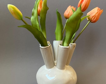 チューリップフラワーアレンジメント花瓶、青と白のオランダアート花瓶