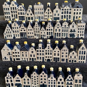1-104 KLM Delft Blue House, KLM Dutch Houses, Holland Canal Houses, Amsterdam Row Houses Set, KLM Business Class Bottle Houses (1-35)