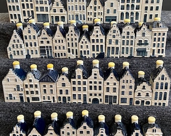 1-104 KLM Delft Blue House, KLM Dutch Houses, Holland Canal Houses, Amsterdam Row Houses Set, KLM Business Class Bottle Houses (1-35)