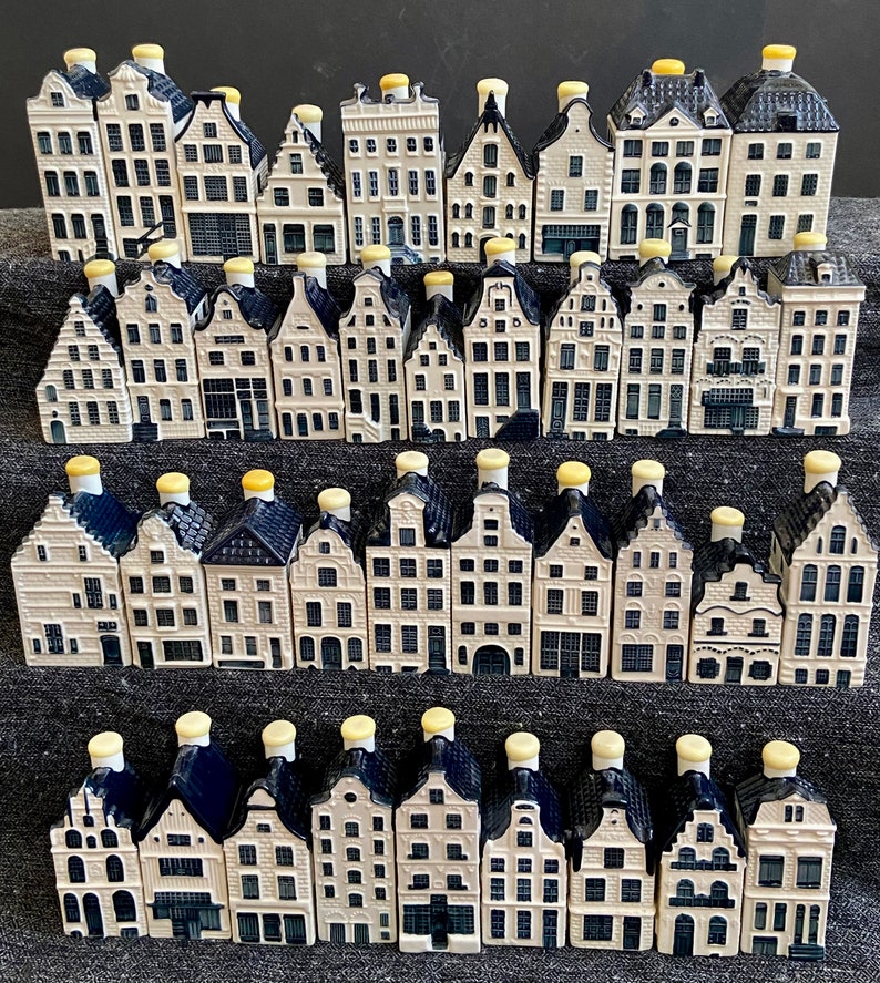 36-70 KLM Delft Blue House, KLM Dutch Houses, Netherland Holland Canal Houses, Amsterdam Row Houses Set, KLM Business Class Bottle Houses image 2