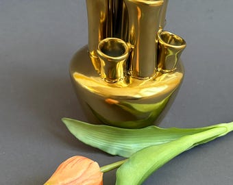 チューリップフラワーアレンジメント花瓶、青と白のオランダアート花瓶