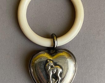 Vintage Baby Rattle from the 1960s   Design fawn  Traditional Gift silver-plated