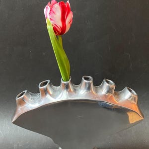 Modern Dutch Silver Flower Vase - Unique Dutch Art Design small model