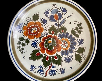 Delft Floral Polychrome Ceramic Plate - Dutch Art Pottery from Holland