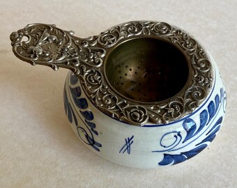 Delft Blue Tea Strainer, Hand-painted From the 1950s
