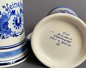 Vintage Delft Blue Heineken Beer Mug – Hand-Painted Dutch Ceramic