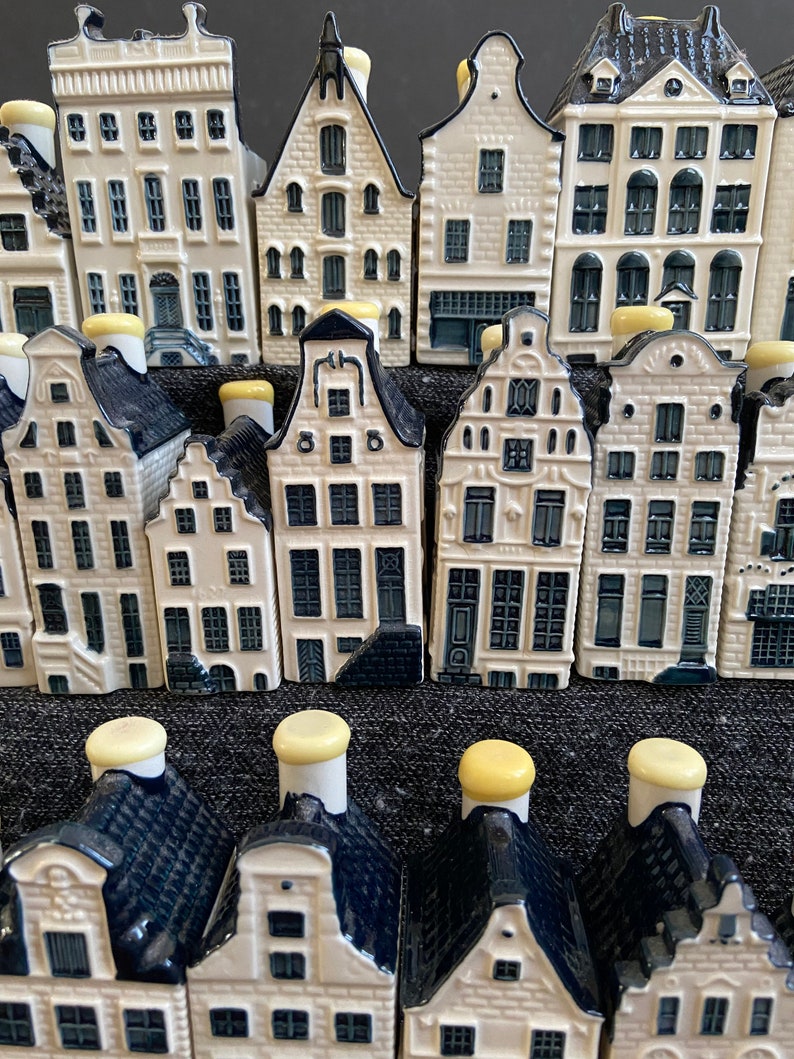 36-70 KLM Delft Blue House, KLM Dutch Houses, Netherland Holland Canal Houses, Amsterdam Row Houses Set, KLM Business Class Bottle Houses image 5