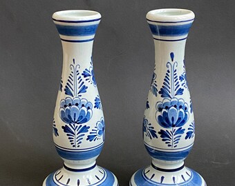 デルフトブルーの陶器の花瓶 - 手描きの一輪挿し陶器 - オランダの装飾