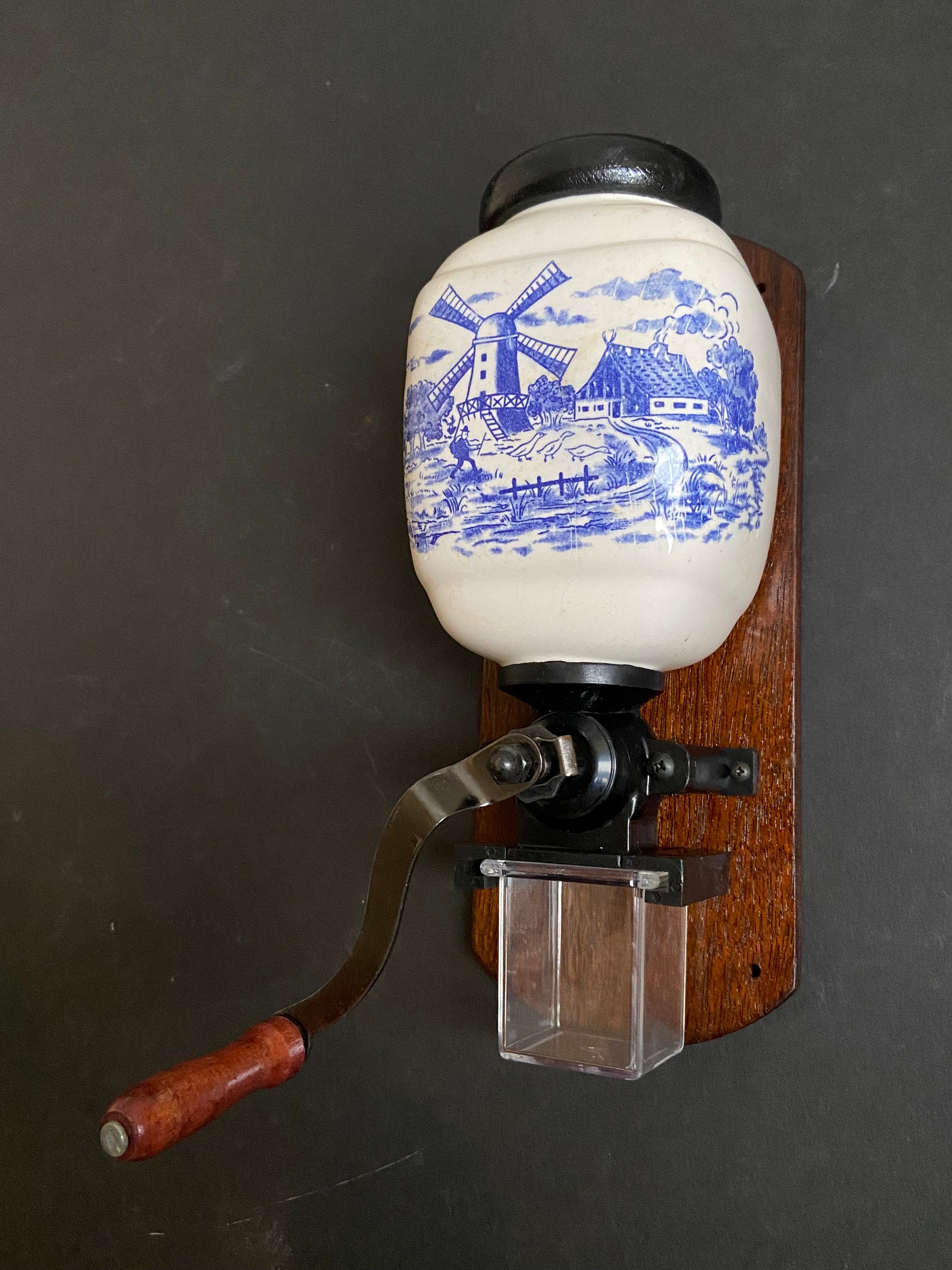 Dutch Delft Blue Coffee Bean Grinder Manual Mill Vintage Etsy