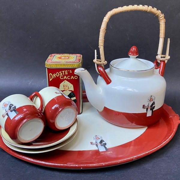 Droste Cacao Kopjes en Mokken - Nederlands - Vintage 1920-1930 - Chocolademelk Servies