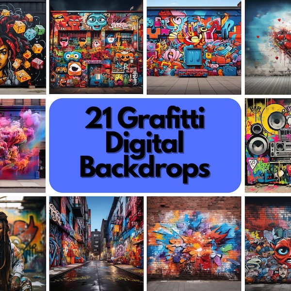 Grafitti Digital Backdrops Bundle Grafitty Photoshop Overlay Grafitti photography background Studio Backdrops Wedding and Maternity Overlays