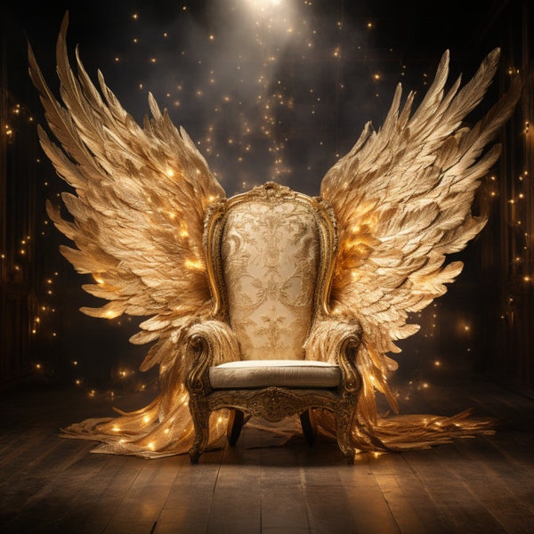 Angel Wings Chair Luxury Chair Digital Backdrop Angel Wings Throne Photoshop Overlay Angel Wings Backdrop Fine Art Backdrop Throne Backdrop