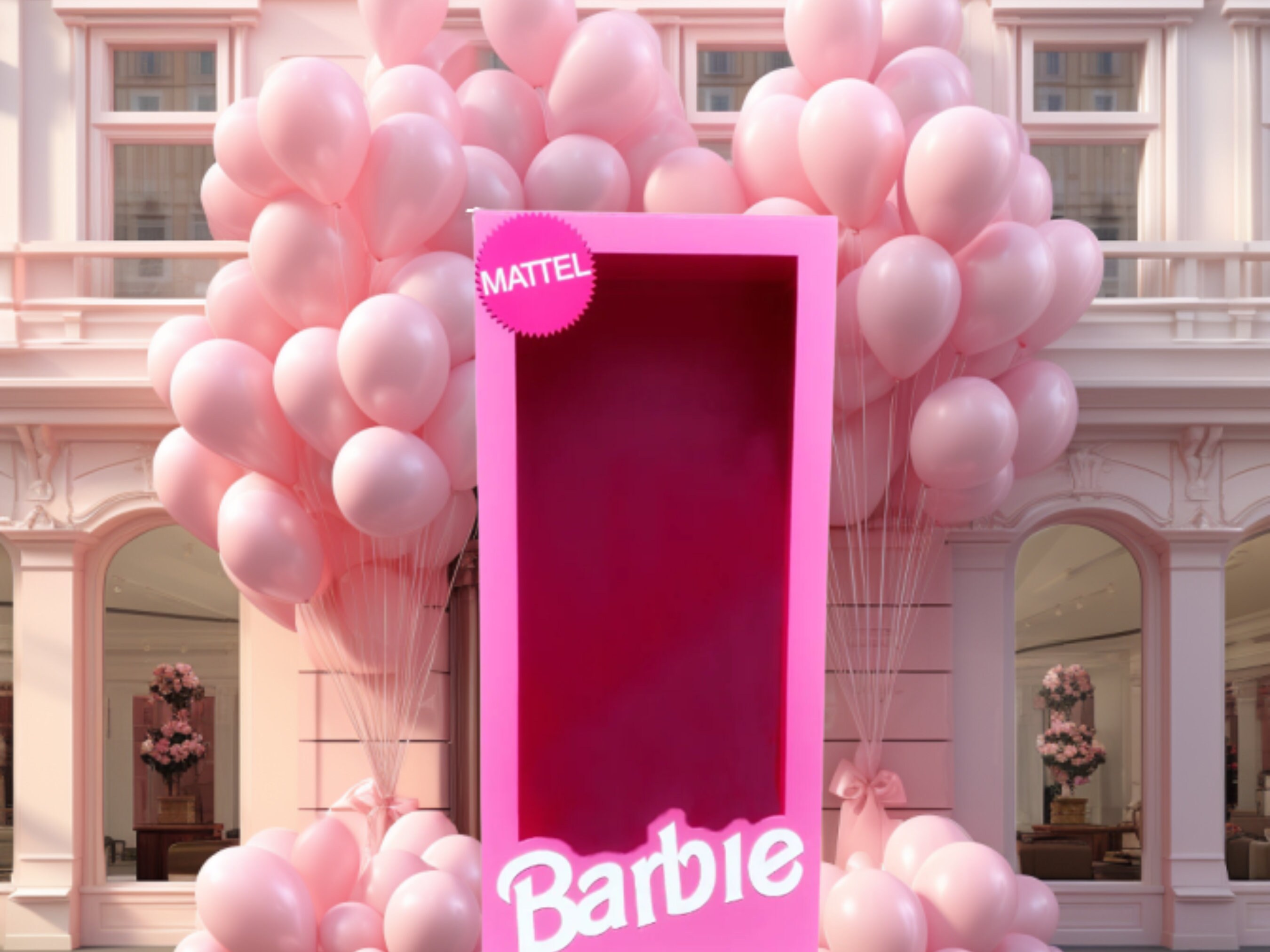 Balloon Barbie Digital Backdrop Barbie Box Backdrop Barbie Box Overlay Photoshop Overlay Pink