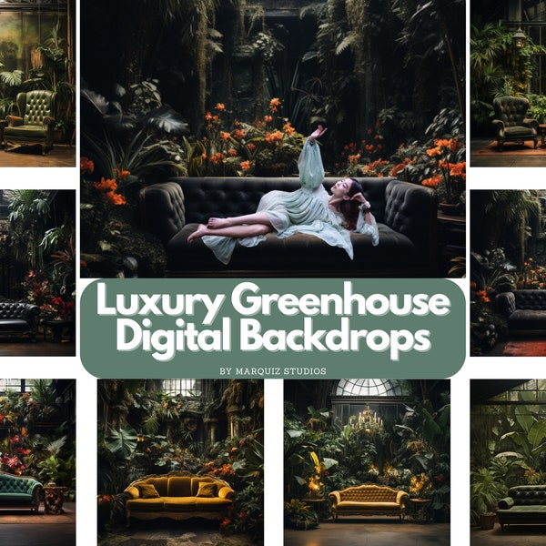 Old Greenhouse Digital Backdrops Greenhouse Backdrop Plants Overlay Luxury Couch Backdrop Nature Backdrop Wedding and Maternity Overlays