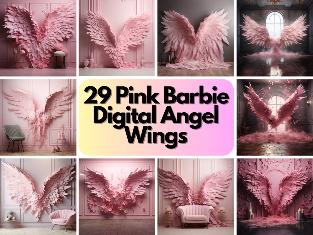Pink Angel Wings Barbie Angel Wings 25xpack Angel Wings Backdrops Digital Backdrops