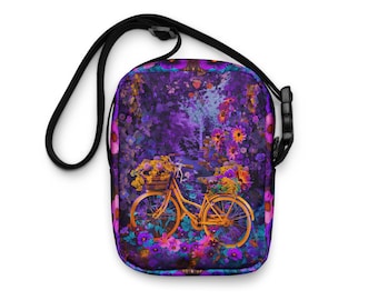 Purple Garden Bicycle - Utility Crossbody Sling Bag