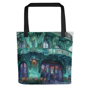Acuarela Café de París - Bolso de mano - Bolso de estudio - Bolso de proyecto