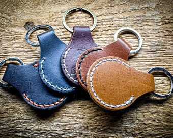 Round Leather Key Fob