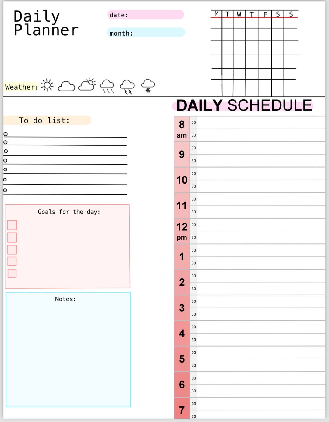 Daily Planner Digital Download - Etsy