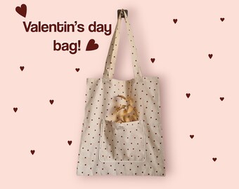 Fabric shopper tote bag, shopping bag, foldable bag, unisex gift, handmade fabric bag, shopper bag, Valentine's Day gift