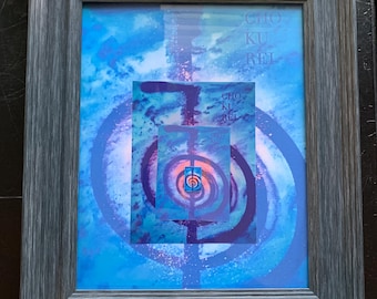 8x10 quad Cho Ku Rei print in blue frame