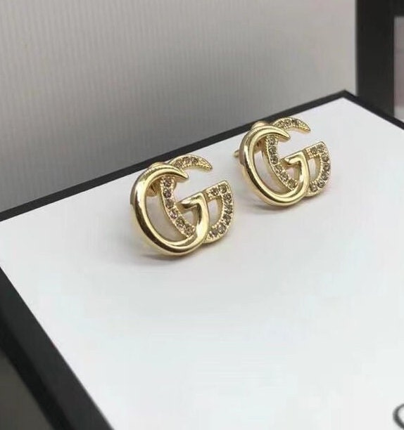 GUCCI Earrings. Gucci Vintage Enamel Clip on Earrings With GG,  UK