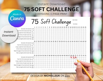 75 Soft Challenge Tracker Afdrukbaar: A3/A4-sjabloon (pdf-download)