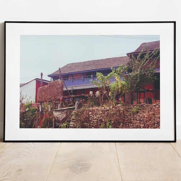 Film photograph of a typical house in Nepal - Digital printing - Travel poster